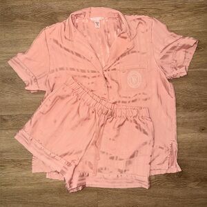 Victoria’s Secret Signature Satin Jacquard Pajama Set, Monogrammed Logo